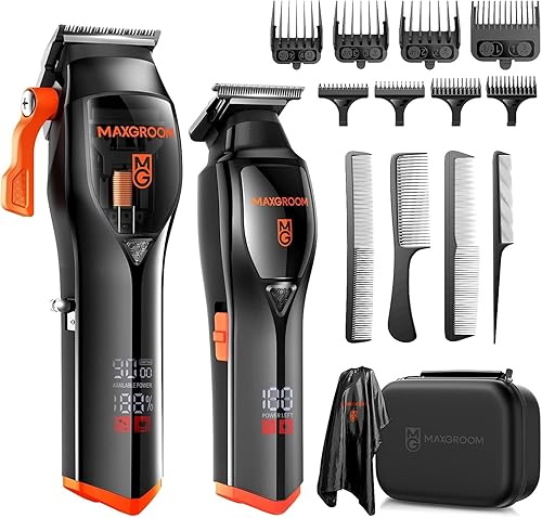 MAXGROOM Hair Clipper Set,Professional Cordless Hair Clippers for Men with T-Blade Beard Trimmer,Barber Clippers for Men Haircut,4-Speed Adjustable Trimming, Low Noise, 2000 mAh, Easy to Use