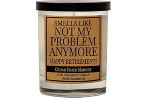 CEDAR CRATE MARKET Retirement Gifts for Women Men - Funny Retiring Candle for Woman, Man, Sandalwood Vanilla Scented, Handmade in The USA, Humorous Present for Boss, Teacher, Military, Coworker, 2025 Party Decorations