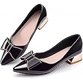 Women's Chunky Closed Toe Low Block Heels Work Pumps Comfortable Dress Wedding Shoes for Party Office