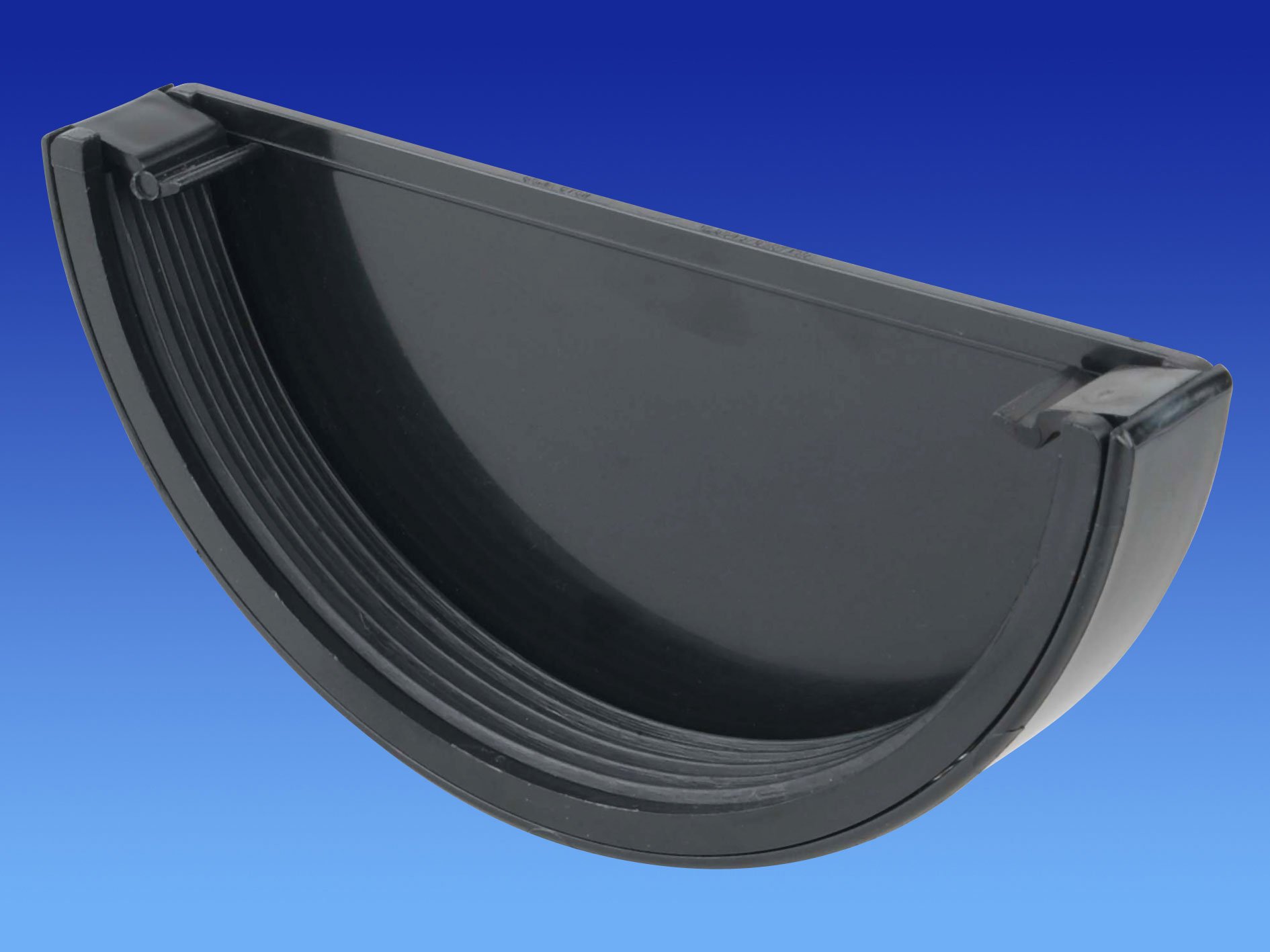 OSMA Roofline Commercial 150mm Half Round Gutter External Stopend Black 6T611b
