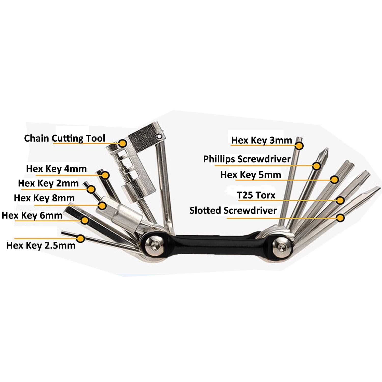 Hotetey Bike Repair Tool Kits, 11 in 1 Bicycle Multi Tool Set (Black)