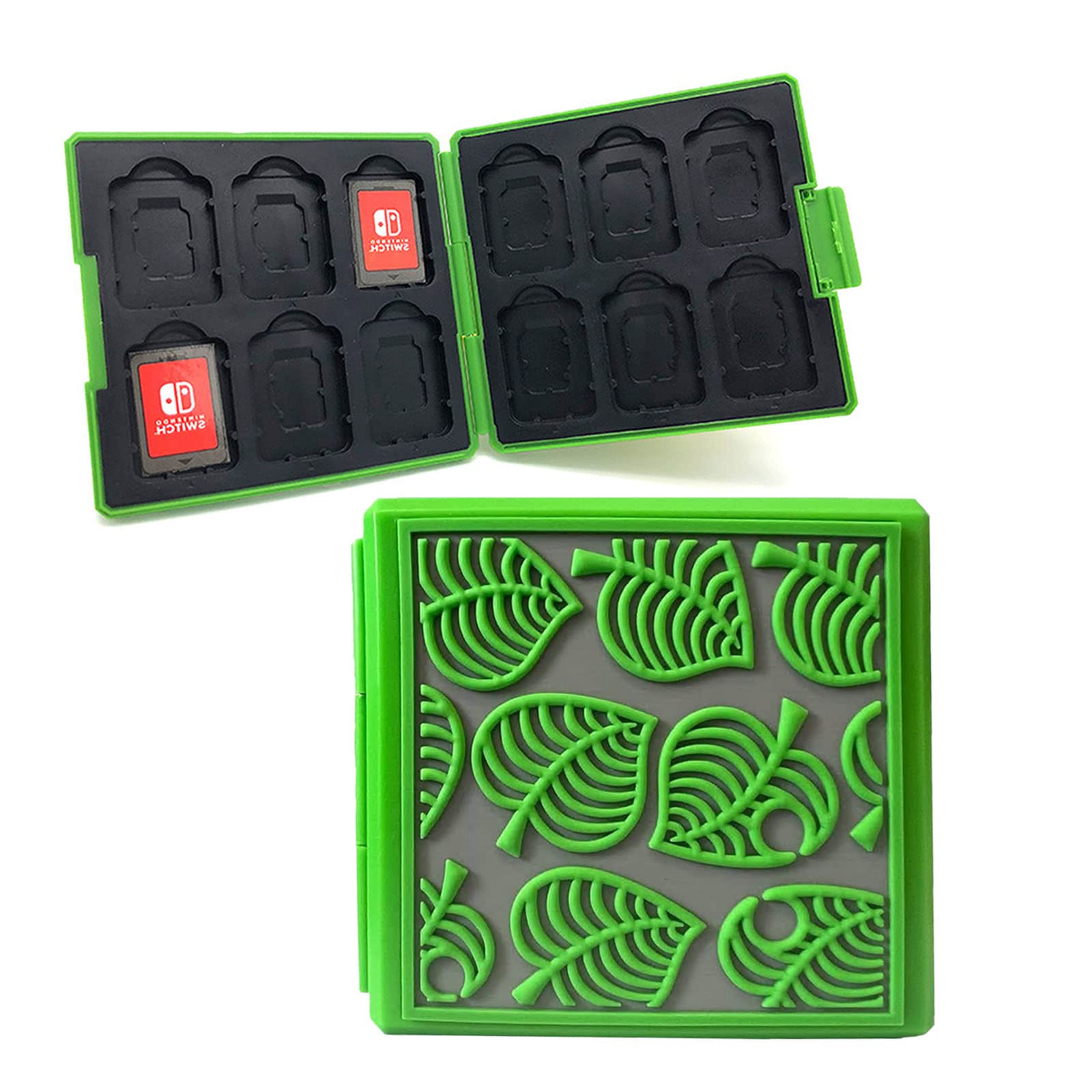 doepeBAE Switch Game Card Case - Portable Hard Shell Storage with 12 Card Slots (L Green)