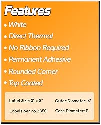 [300/Roll, 3000 Labels in 10 Rolls] - 3" x