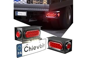 Chievbit LED Trailer Lights Welded Mount Steel Boxes Kit w/6" Red Oval LED Trailer Tail Lights & 2" Red Led Round Side Marker w/License Plate Mounting & 3LED License Plate Light