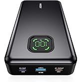 65W Power Bank, 25000mAh Travel Essential USB C Laptop Portable Charger, 100W Total Fast Charging Battery Pack for MacBook Dell XPS iPad Tablet Steam Deck iPhone 17-12 Series Samsung Switch and More