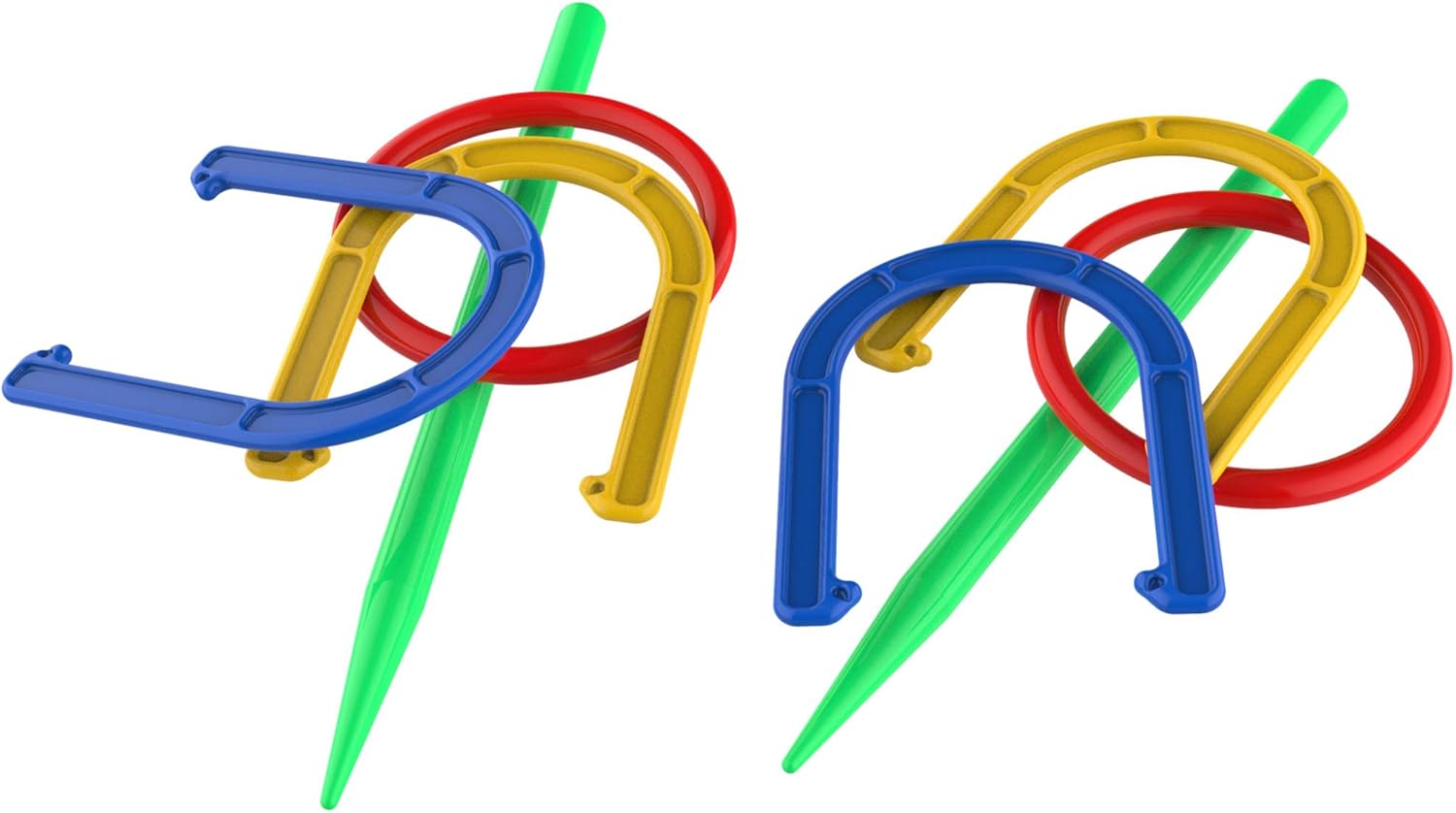 Hey! Play! 2-in-1 Horseshoe and Ring Toss – Outdoor Combo Two-Player Skill Game Set for Kids and Beginners – Picnic, Cookout, Beach and Backyard: Toys & Games