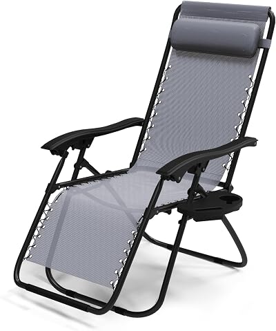 VOUNOT Zero Gravity Chair Folding Sun Lounger Grey Recliner