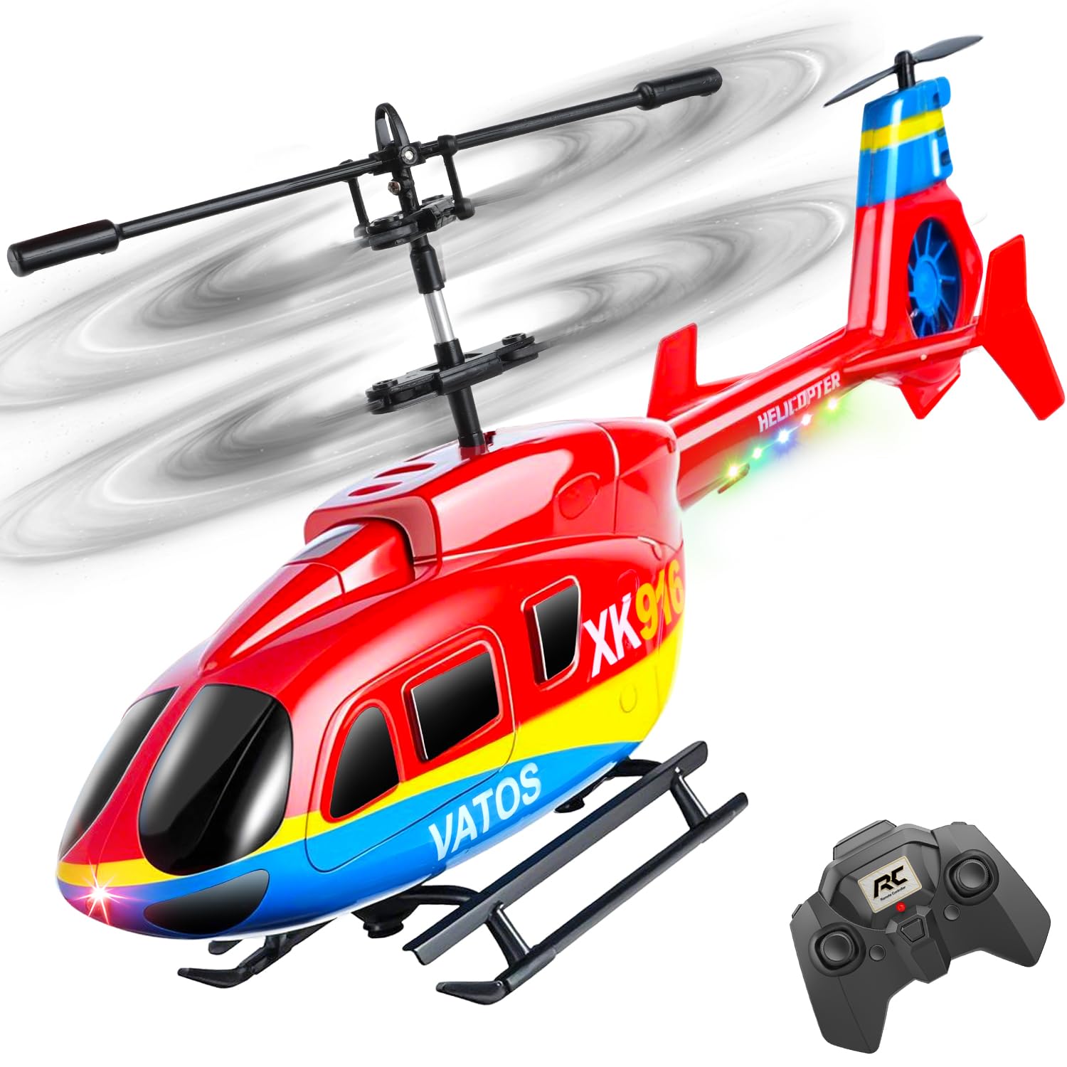 VATOS Remote Control Helicopter,2.4GHz Altitude Hold Birdy RC Helicopters with Gyro & LED Light,One-Key take-off and landing,3.5 CH Radio Controlled Aircraft Indoor for Kids Adults Beginner age 10+