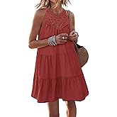 MASCOMODA Summer Halter Mini Beach Dresses for Women 2025 Vacation Casual Sleeveless Hollow Out A Line Party Short Sundresses