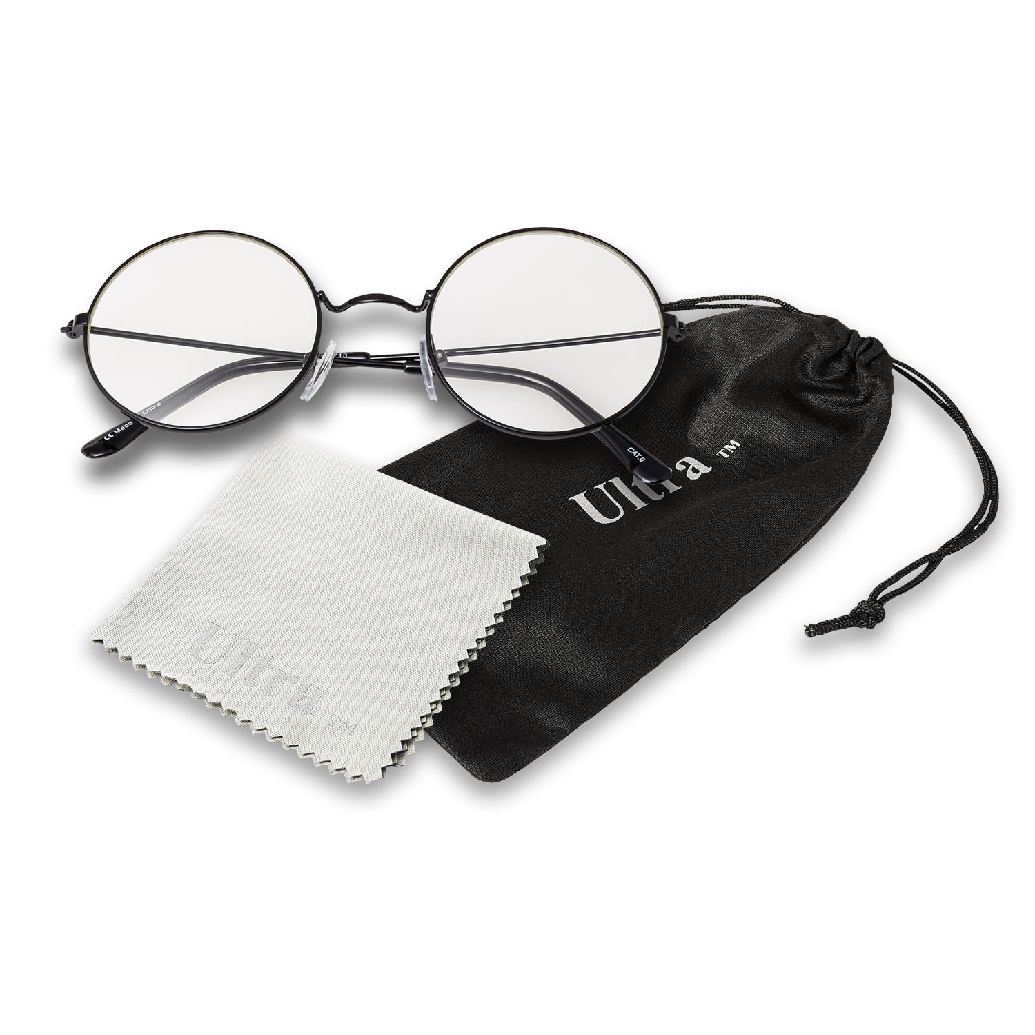 Ultra - Children's Wizard Glasses - Black Round Metal Frame Kids Costume Glasses with Clear Lenses, Ages 3-10, World Book Day Fancy Dress
