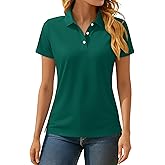 TACVASEN Women's Polo Shirts Short Sleeve Golf Shirt Quick Dry UPF 50+ Sun Protection Lightweight Tennis Shirts 3 Buttons