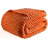 Bnuitland Orange Flannel Throw Blanket (50X40 inches), 300 GSM Fleece Cozy Warm Soft Lightweight Bed Sofa Blanket for Babys and Pets, Suitable for All Seasons