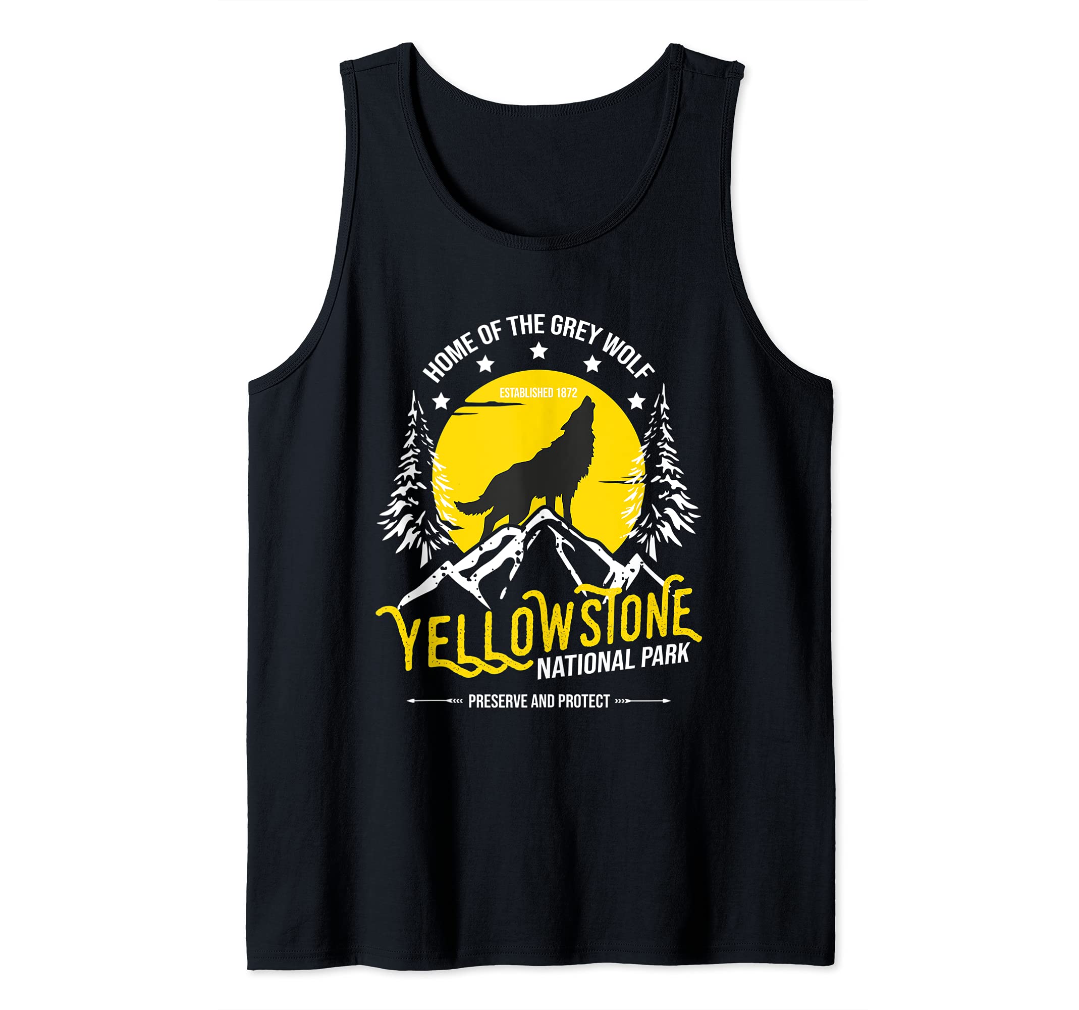 Yellowstone National Park Grey Wolf - Hiking & Camping Lover Tank Top