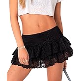 Navneet Women Sexy Y2K Sheer Lace Ruffle Mini Skirt Low Rise Mesh Ruffle Shorts Micro Skirt Coquette Going Out
