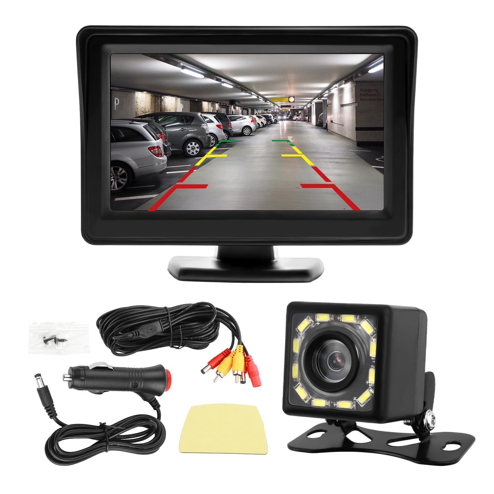 Photo 1 of 12 LED Back up Camera for Cars with 4.6 * 3.5" Monitor,12V HD Reverse Camera for Car with 150° Wide Angle and Night Vision Function,Universal Rear View Camera