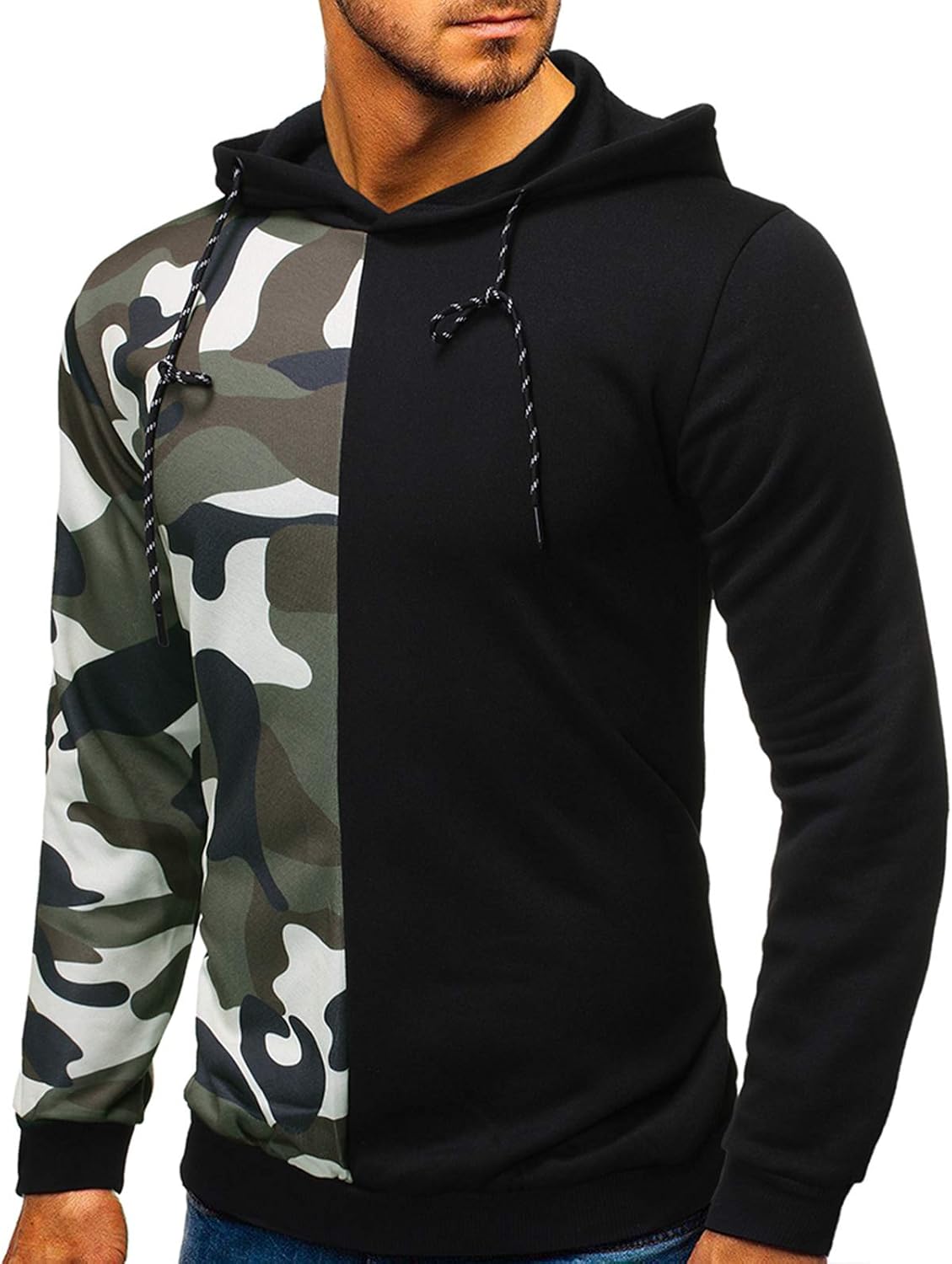 Rela Bota Mens Fashion Athletic Hoodies Sport Sweatshirt Solid Color Fleece Pullover Black: Clothing