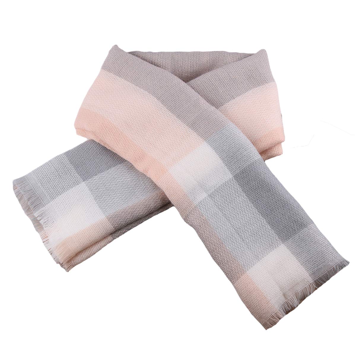 Women Square Plaid Blanket Scarf Shawl for Winter Wear Oversized Warm Soft Chunky Square Scarf (pink)
