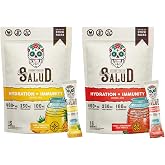 Salud 2-Pack | 2-in-1 Hydration + Immunity (Pineapple) &amp; Hydration + Immunity (Strawberry) &ndash; 15 Servings Each, Agua Fresca Drink Mix, Non-GMO, Gluten Free, Vegan, Low Calorie, 1g of Sugar