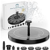 AISITIN Solar Fountain Pump,2.5w 6.3" Solar Powered Water Fountain Pump with 6 Nozzles,Solar Birdbath Floating Fountain…
