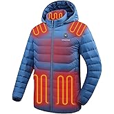 Venustas Unisex Heated Jacket with Battery Pack, Lightweight Water-Resistant Heated Coat for Women & Men with Detachable Hood
