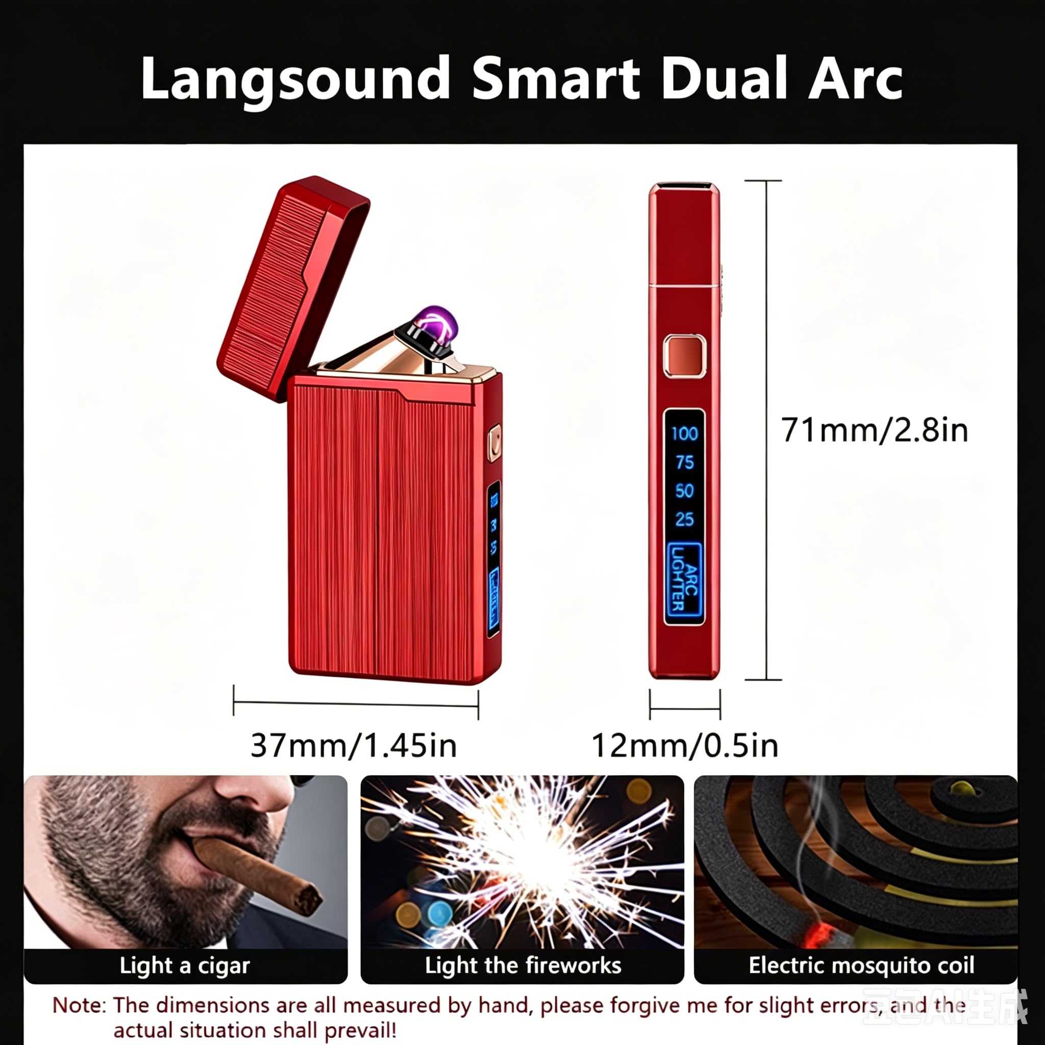 SKRFIRE Elektrisches Feuerzeug Plasma Lichtbogen Feuerzeuge Winddicht Flamme Feuerzeug Wiederaufladbare USB Feuerzeuge mit Batterieanzeige (Timeless Red) 5