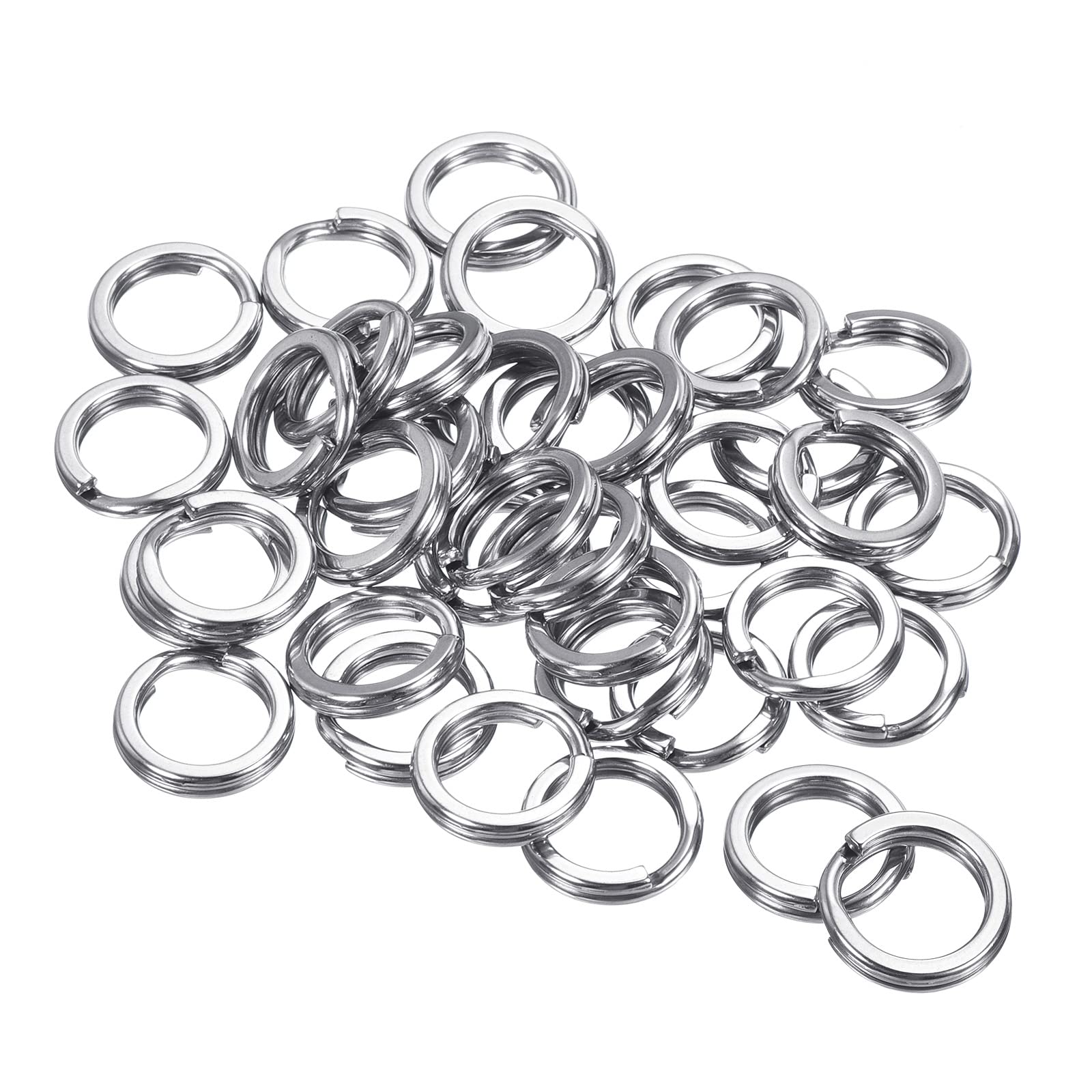 PATIKIL 1.8mm x 14mm Fishing Split Rings, 50 Pack 304 Stainless Steel Double Flat Ring Lure Connector for Saltwater Freshwater