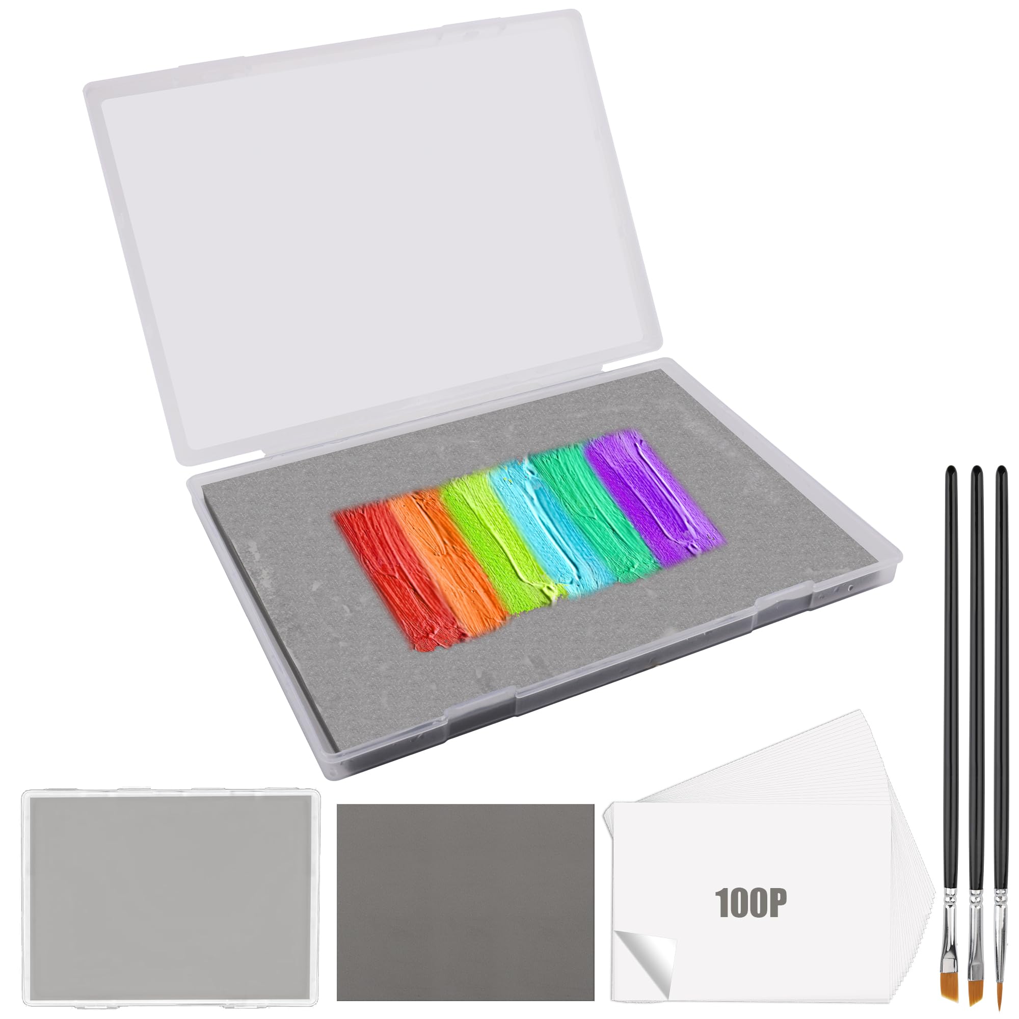 Photo 1 of 105P Stay Wet Palette for Acrylic Painting Kit, Larbeti Portable Wet Palette Tray Box Keep Moist Palette for Painting Miniatures Paint Pallet with 100P Palette Paper, 1 Keep Moist Sponge, 3P Brush