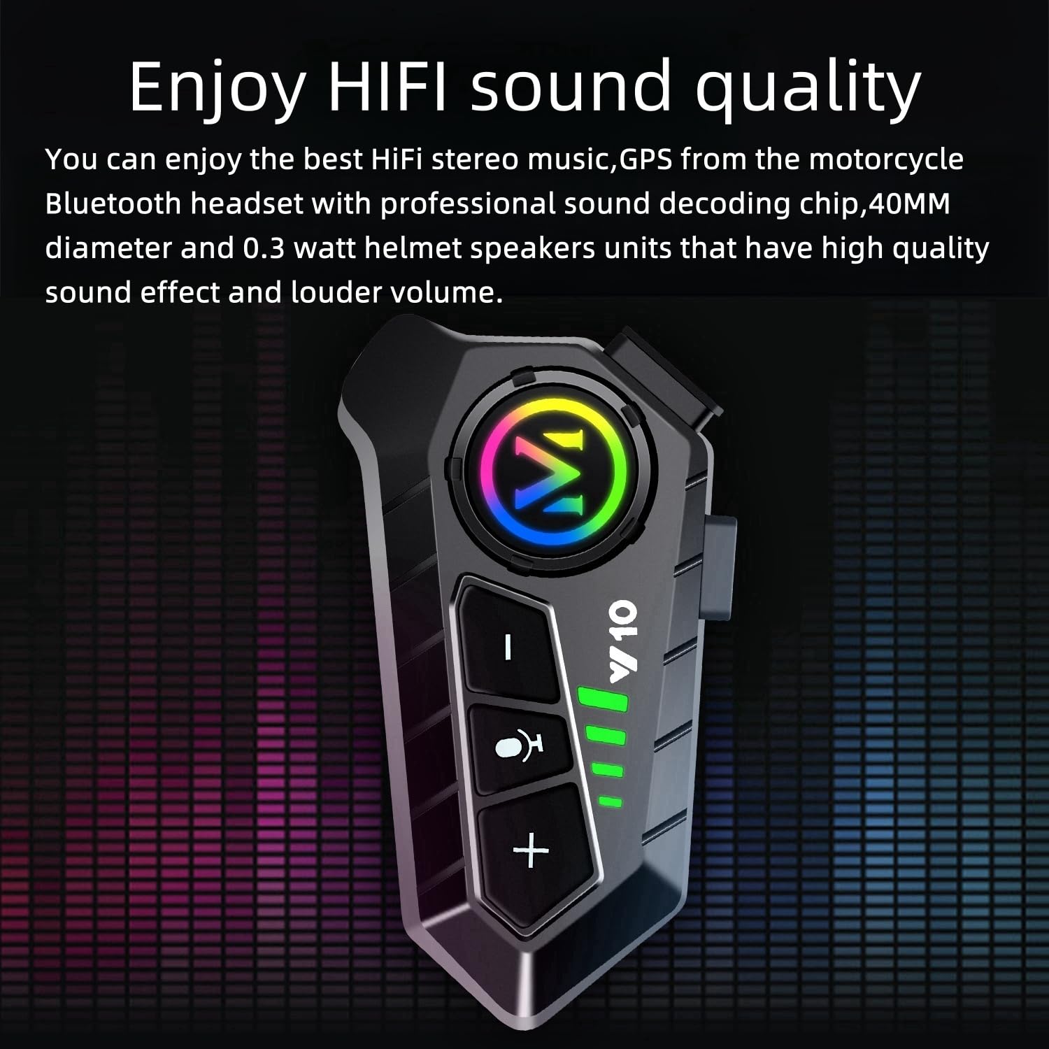 Motorcycle Helmet Bluetooth Headset Speakers with HiFi Sound,Noise Cancellation,1000mAh Battery,25 Hours Use,Boom Mircrophone,Easy to Install Use with Golves,IPX6 Waterproof,Voice Assistant