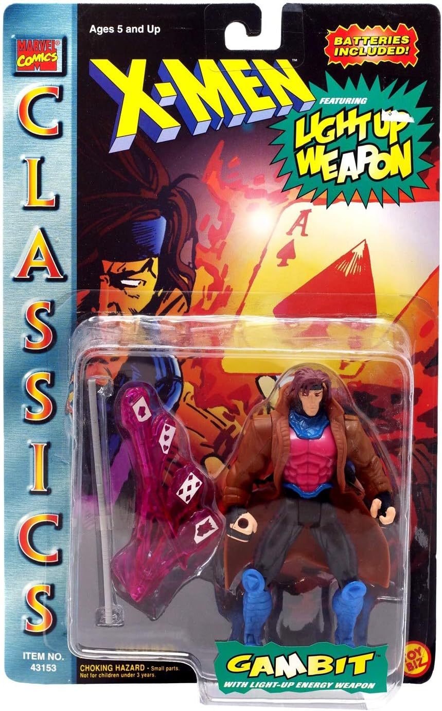 X Men Classics Gambit with Light UP Energy Weapon - Classic Purple and Black Outfit