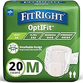 FitRight OptiFit Extra Adult Briefs, Incontinence Diapers with Tabs, Moderate Absorbency, Medium, 32 to 44", 20 Count