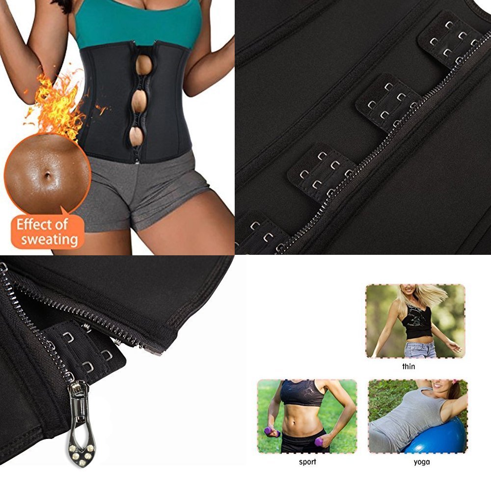 Women Waist Trainer,Women Hot Sweat Weight Loss Neoprene Workout Sauna Suit Corset Trimmer Belt Body Shaper Cincher With Zipper Slimming By Wishesport