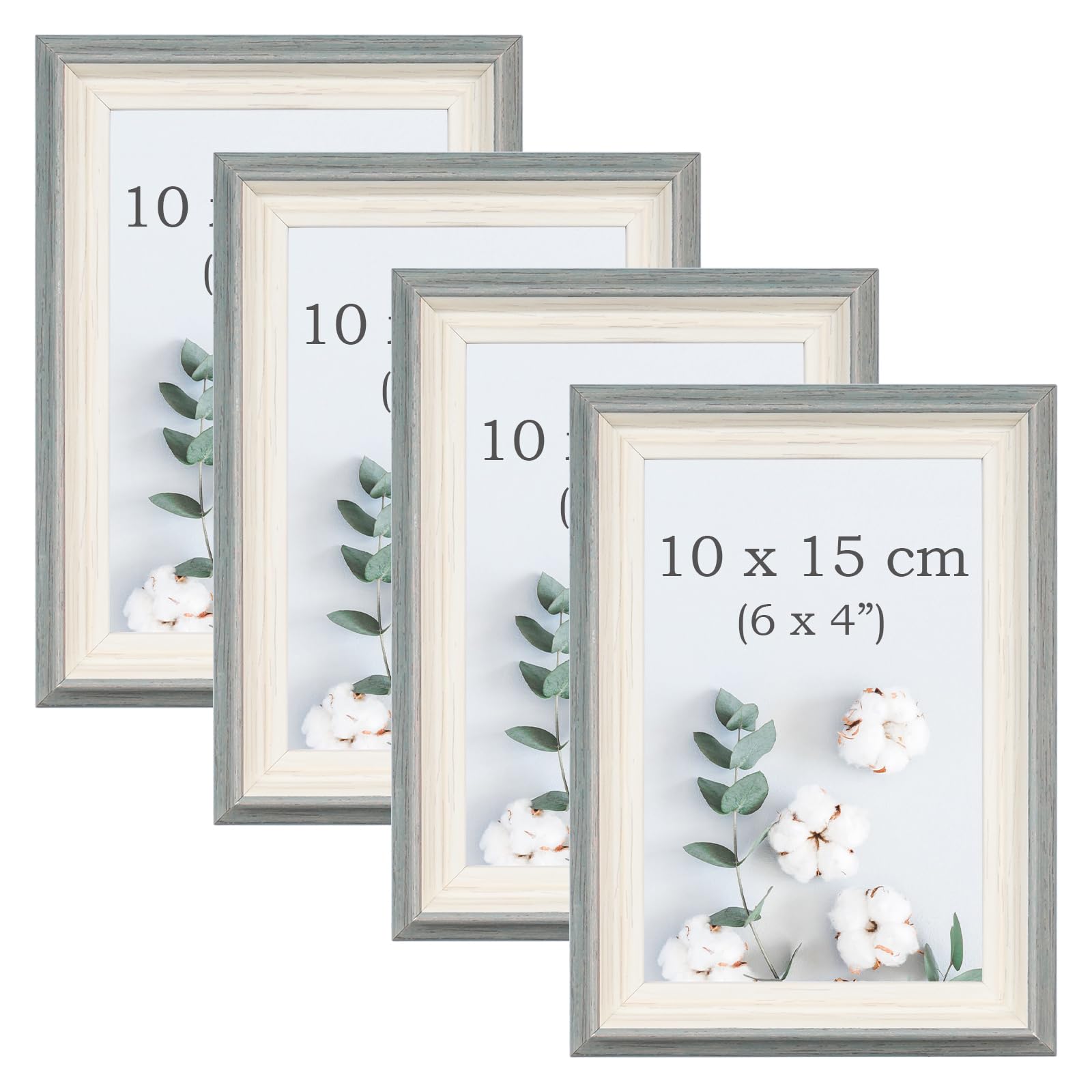 YoHyien 4 Pcs 6x4 Photo Frames, Desktop Free Standing Picture Frames 4x6, Landscape and Portrait Photo Frame with Mount for Wall (Sage Green, 6 x 4 in)