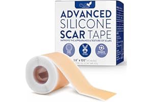 EVA NATURALS Medical Grade Silicone Scar Tape 1.6" x 120" – Reusable Sheets Roll for C Section, Keloid, Tummy Tuck & Surgical Scar Removal – Burn Scar Treatment Strips