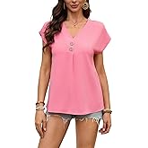 DUKAKII Women's Dressy Casual Shirt Sleeveless V-Neck Button Down Work Tops Business Casual Summer Tops