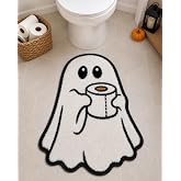 PreLiving Halloween Ghost Bath Rug, Non Slip Microfiber Mat, 19.6 x 26.3 in