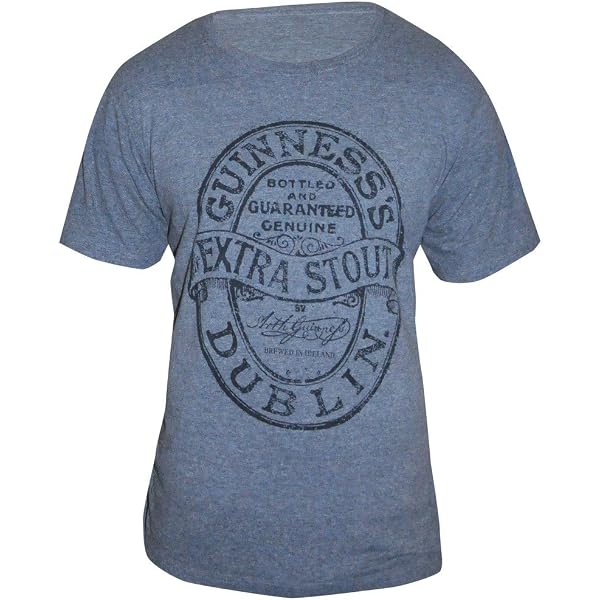 Guinness Stamp Grey T-Shirt - 100% Cotton Round Neck Tee, Large Size