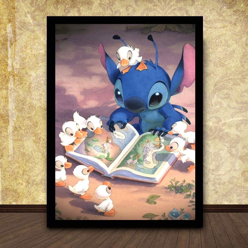 5D DIY Full Drill Diamond Painting Kit, Rhinestone Painting Kits for Adults and Children Embroidery Arts Craft Home Decor Cartoon Anime Series12 x 16 inch (Duck and Stitch, 30x40cm)