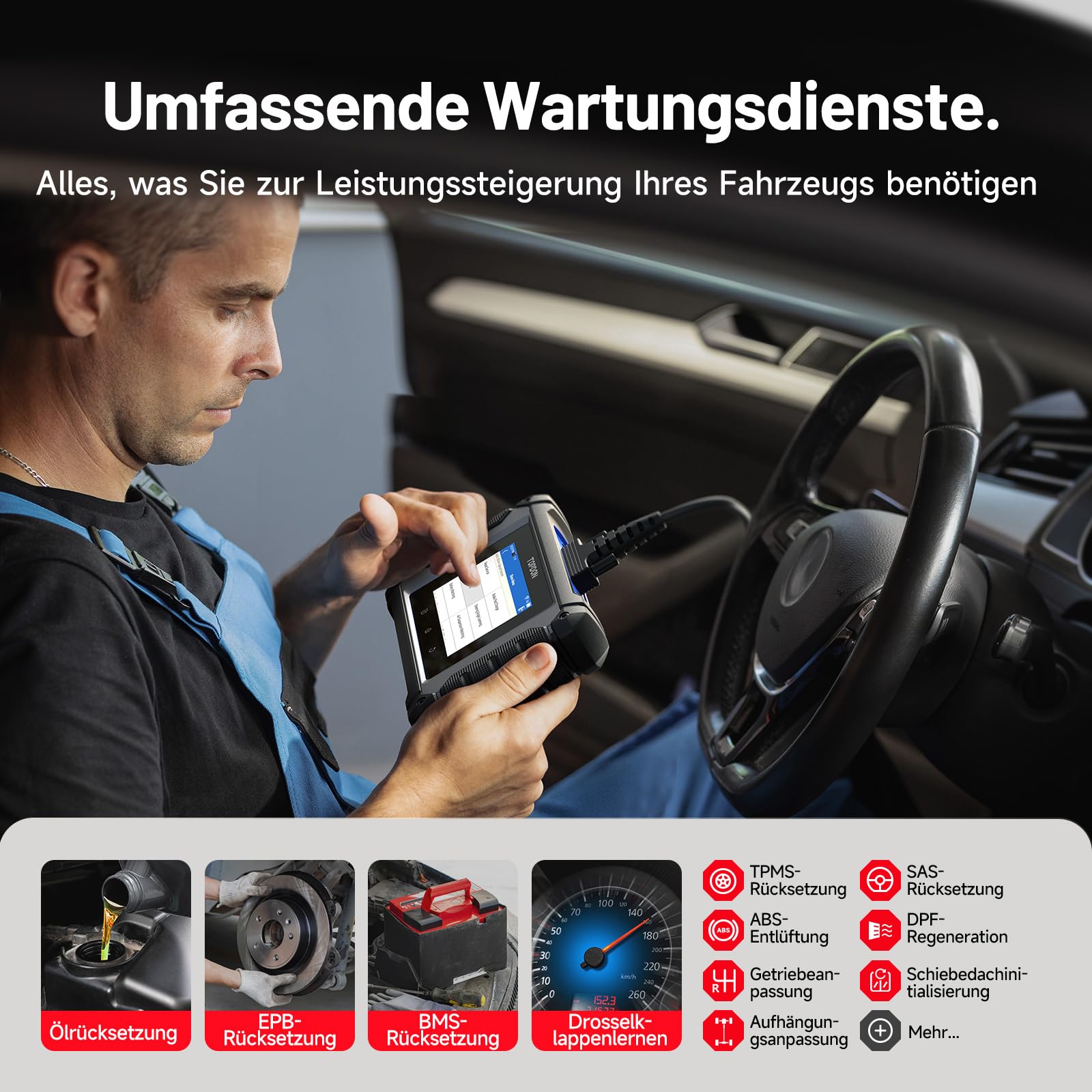 TOPDON OBD2 diagnosegerät Auto ArtiDiag EU für Mercedes-Benz/BMW/V.A.G nur, ECU Online Codierung, Bidirektionale Steuerung, Vollsystem Diagnose, Alle Resets-Funktionen, Lebenslange kostenlose Updates 7