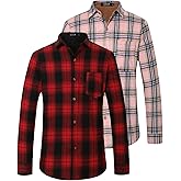 SSLR Flannel Shirt for Men, Long Sleeve Button Down Shirt Plaid Casual