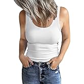 GEMBERA Women's Sleeveless Scoop Neck Ribbed Tank Tops Fitted Basic Cami Tee Shirts