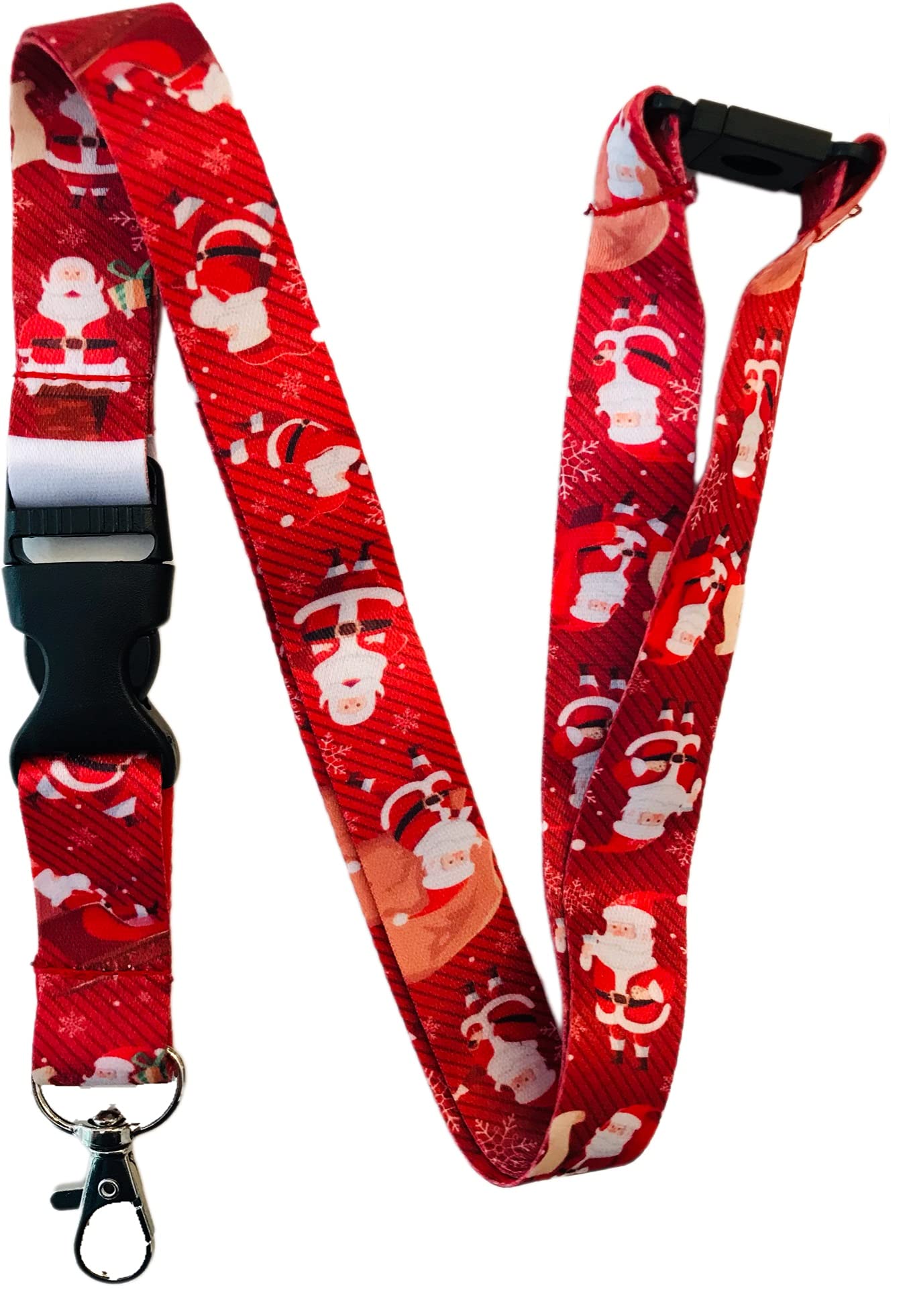 PAC Supplies Global Red Christmas Santa Lanyard With Safety Breakaway & Detachable Buckle Clip