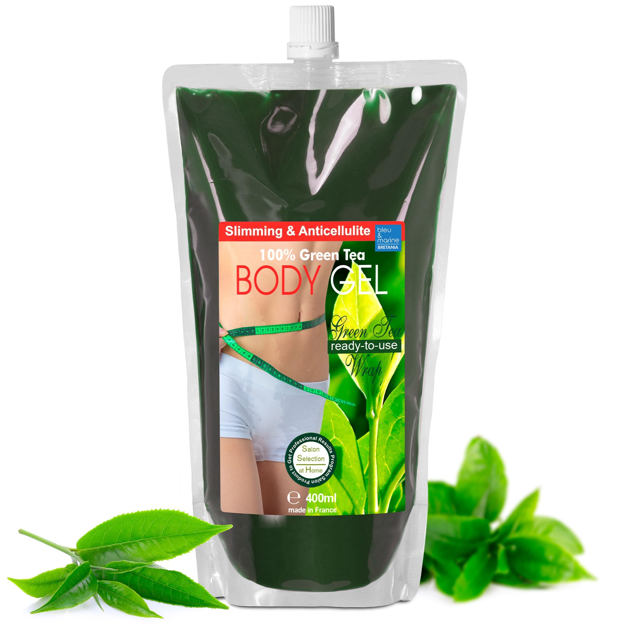 Green Tea & Spirulina Gel Body Wrap Skin Rejuvenation & Slimming | Detox & Remineralizing Action | Solution to Skin Issues, 400ml + 100 ml Free