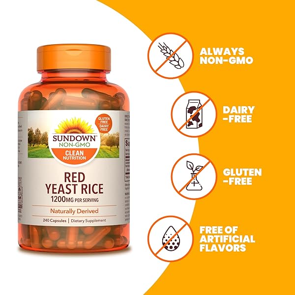 SUNDOWN NATURALS RED YEAST RICE 1200 MG CAPSULES – 240 EA (3-PACK)