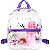 Keepcross Purple Small Mini Clear Backpack for Girls Kids - Cute Plastic Clear Bag Stadium Approved Great for Festival Sport Events Concerts Beach Travel