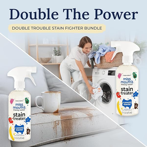 MISS MOUTH’S MESSY EATER STAIN TREATER SPRAY – STAIN REMOVER – NEWBORN & BABY ESSENTIALS – 2-PACK OF 16OZ STAIN REMOVER