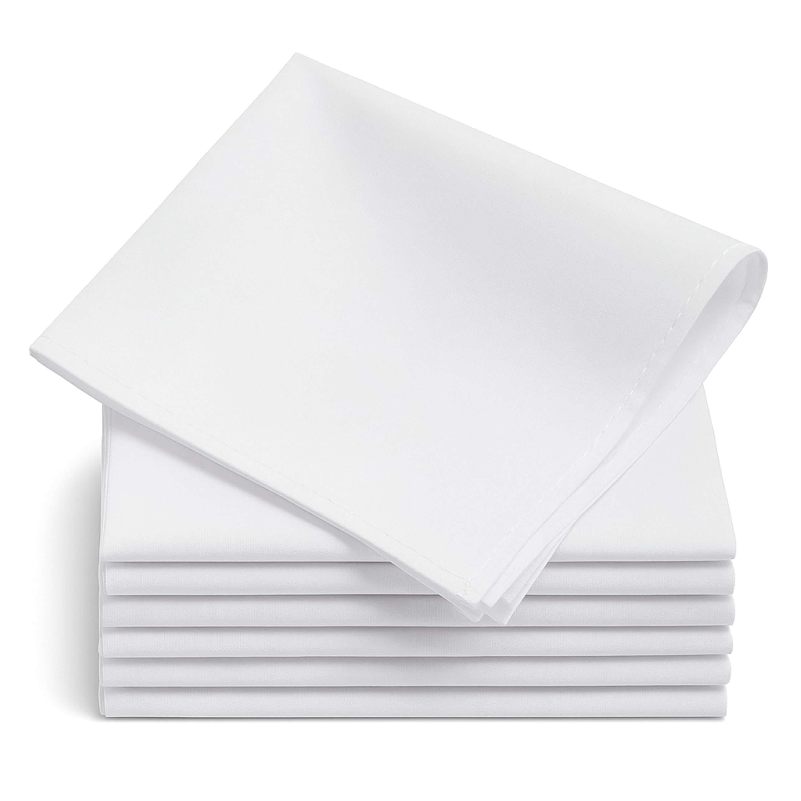 Dudu N Girlie Hemmed Stitch Men Cotton Handkerchief, 40 cm x 40 cm, 12-Piece, White