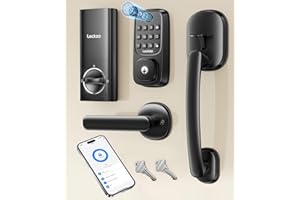 LOCKZO Smart Deadbolt Lock Fingerprint with 2 Lever Handles, Keyless Entry Front Door Lock Set, Electronic Keypad Lock, App Control - Auto Lock, Long Battery Life, Secure Home Basic Locks