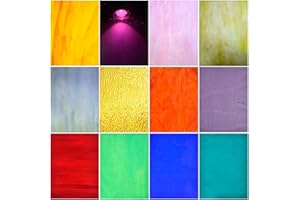 Wecrejoni 12 Sheets Variety Stained Glass Sheets,4 X 6" Cathedral Art Glass Variety Mixed Textures Glass Sheets for Stained Glass Projects, for Crafts (Mix-3)