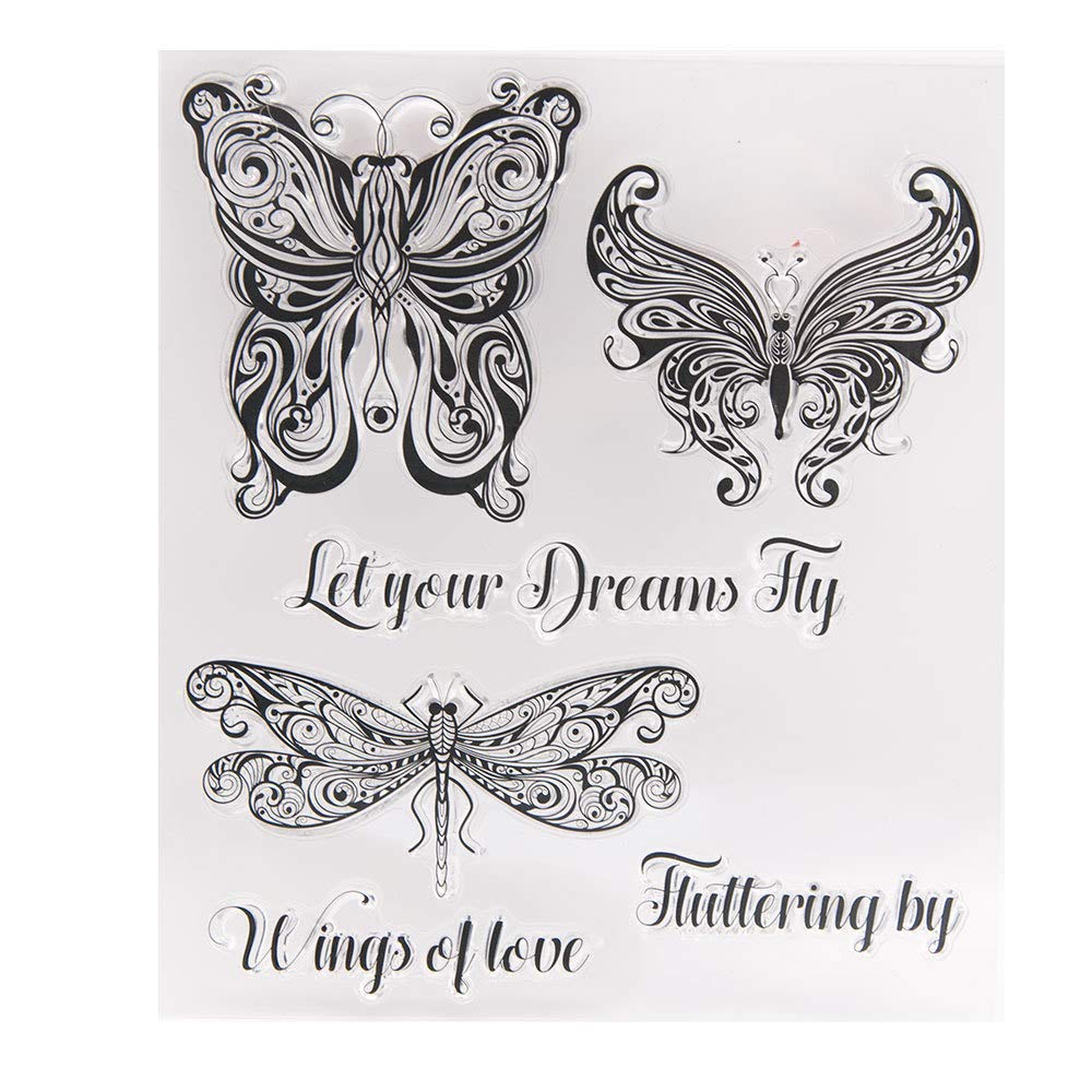 Arrietty Let Dream Fly Butterfly Dragonfly Clear Stamps for Card Making Decoration and DIY Scrapbooking Tools Rubber Stamps