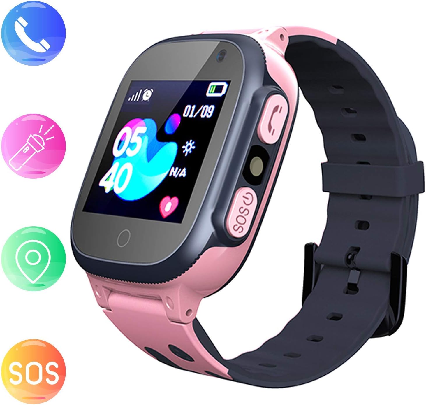 Jsbaby Kids smartwatch Phone Watches for Children with LBS Tracker sim Card Anti-Lost sos Call Boys and Girls Birthday Compatible Android iOS Touch Screen Voice Chat Remote Camera